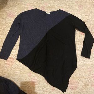 Asymmetrical blue/black sweater